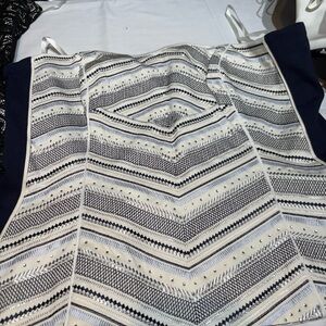 White House Black Market Navy and White Patterned Top